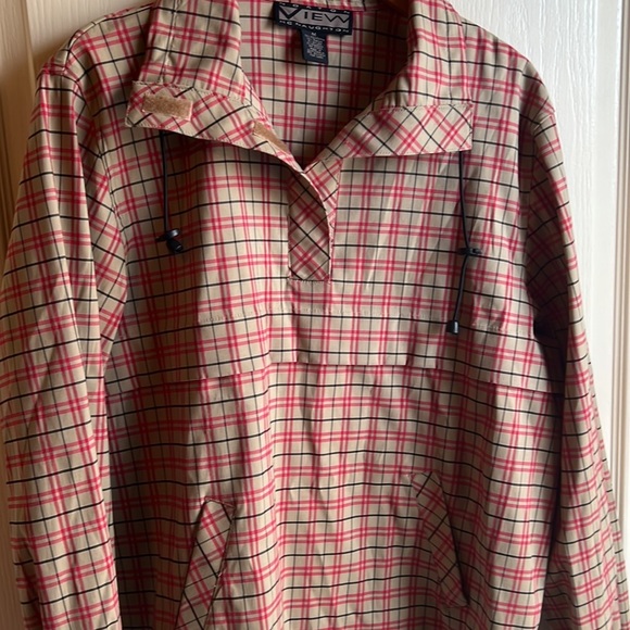 Vintage Red Plaid Pullover Rain Jacket | Size Medium - Picture 2 of 7